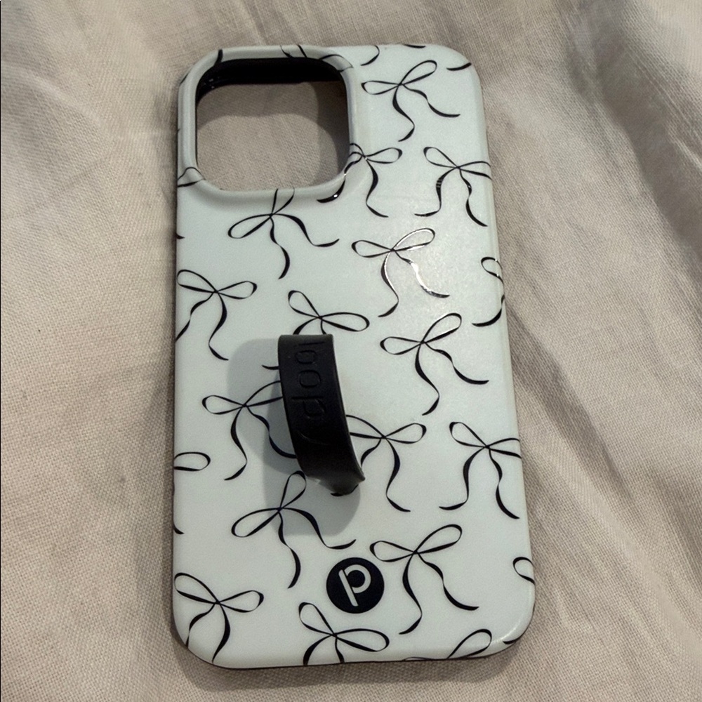Loopy IPhone 16 Pro Max Phone Case with finger loop - Black and White